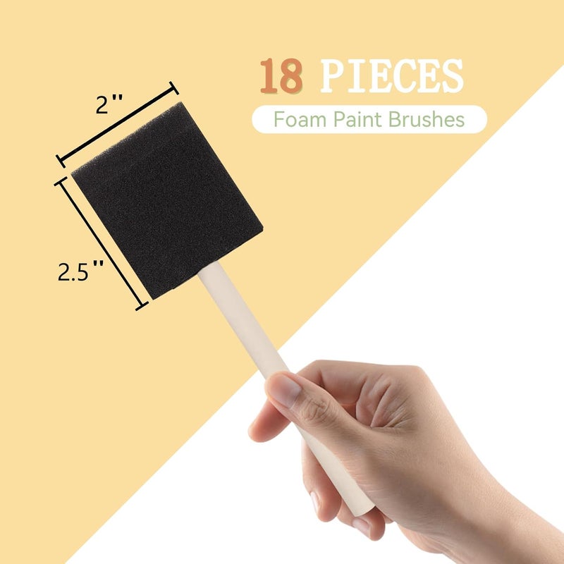 DMSVK 18 Pcs Foam Paint Brushes, 2 Inch Sponge Paint Brush, Wood Handle Sponge Foam Brush for Painting, Staining, Varnish, Craft, Touch Up - Image 2